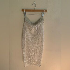 JLUXLABEL Silver Pearl Embellished Dress